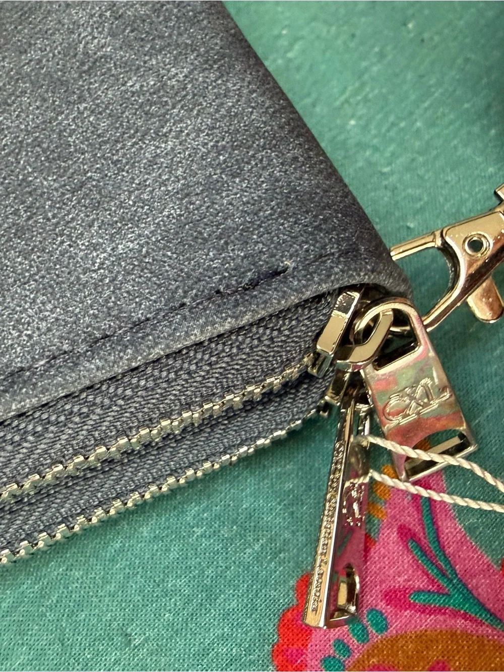Faux Suede Wristlet Clutch - Gray